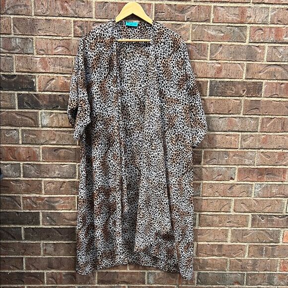 Turquoise Haven Boutique Leopard Print Women's Coat Cover Up Shaw One Size - Picture 3 of 14